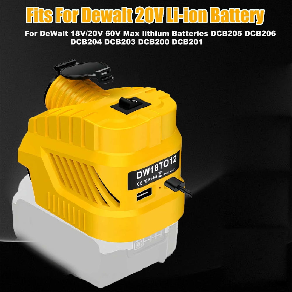 Buck Converter Regulator Cigarette Lighter Jack For De*walt 18V-21V Battery 240W USB Type C Ports Power Supply