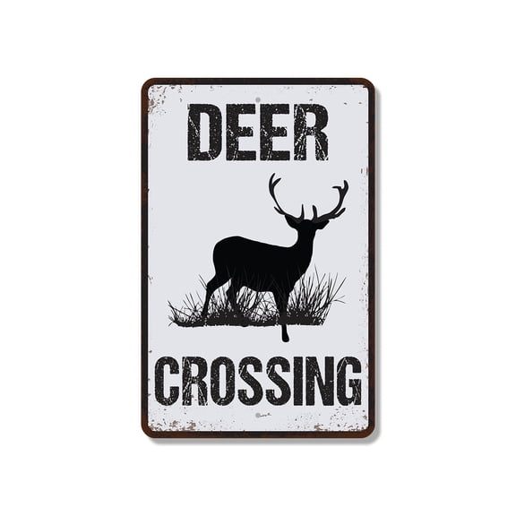 Buck Deer Crossing Distressed 8 Inch x 12 Inch Novelty Plastic Sign Antlers On Patrol Durable Weatherproof Perfect for Farm Lanes Forest Roads Trails Fun Gift for Hunters Hikers