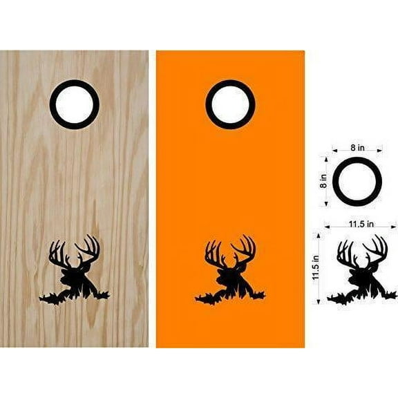 Buck Deer Hunting Cornhole Board Decals Stickers - Bean Bag Toss - Vinyl Stickers - Comes With Rings - Bean Baggo Decals - 07