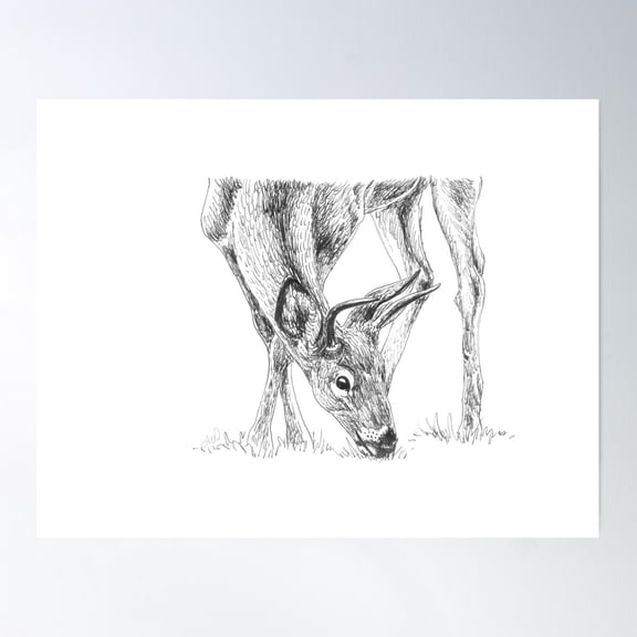 Buck Drawing Poster Wall Art, Modern Wall Decor For Living Room Bedroom, 12x18 UNFRAMED
