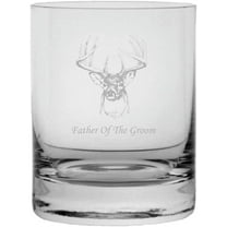 Buck Father of the Groom Wedding Buck Etched 11oz Crystal Rocks Whisky Glass