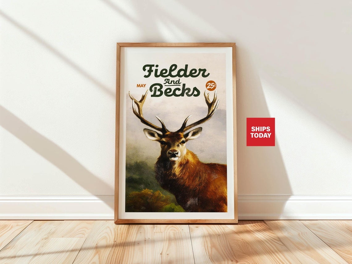 Buck Hunting Print Gift For Hunter Art Poster Retro Hunting Wall Decor ...