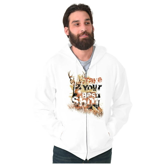 Buck Hunting Take Your Best Shot Unisex Fleece Graphic Zip Up Hoodie Brisco Brands 2X