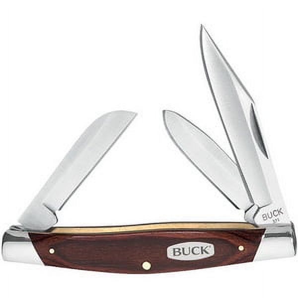 Buck Knives 0371BRS Stockman 2.875" Plain Blade, Clip Point, Spey, Sheepsfoot, Wood Grain Handle - image 1 of 1