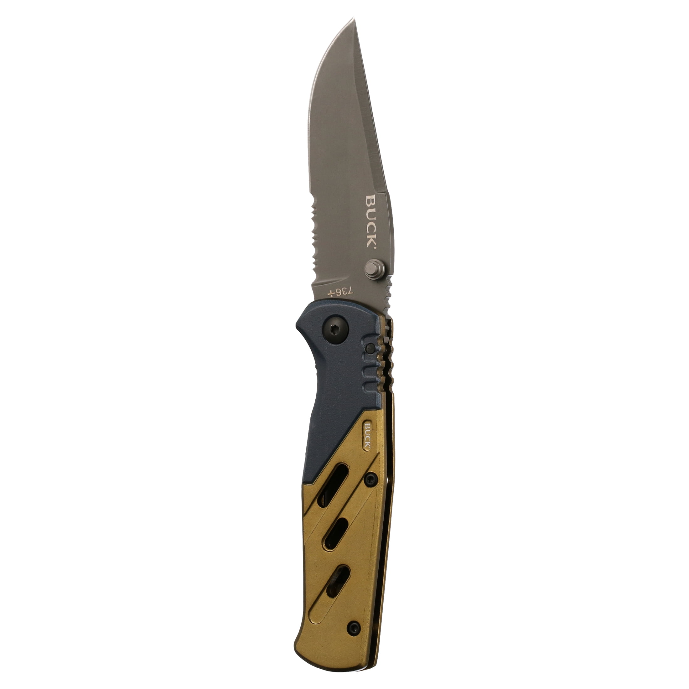 Buck Knives 0736GRXWM Trekker XLT Green/Black Folding Knife with Anodized Aluminum Handles and Pocket Clip, 3.125" Partially Serrated 7Cr17MoV blade