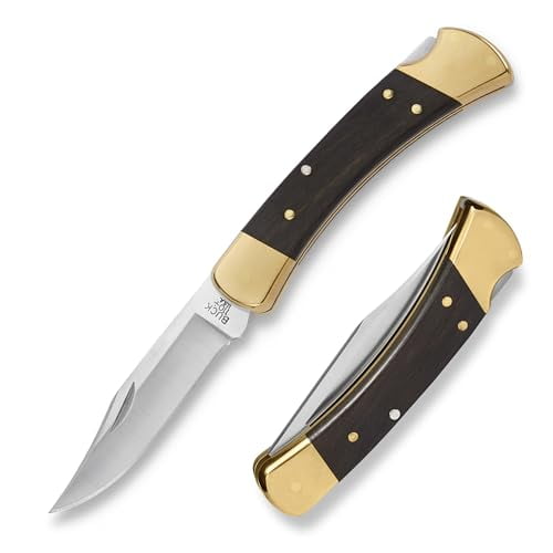 Buck Knives 110 Famous Folding Hunter Knife with Genuine Leather Sheath - TOP SELLER
