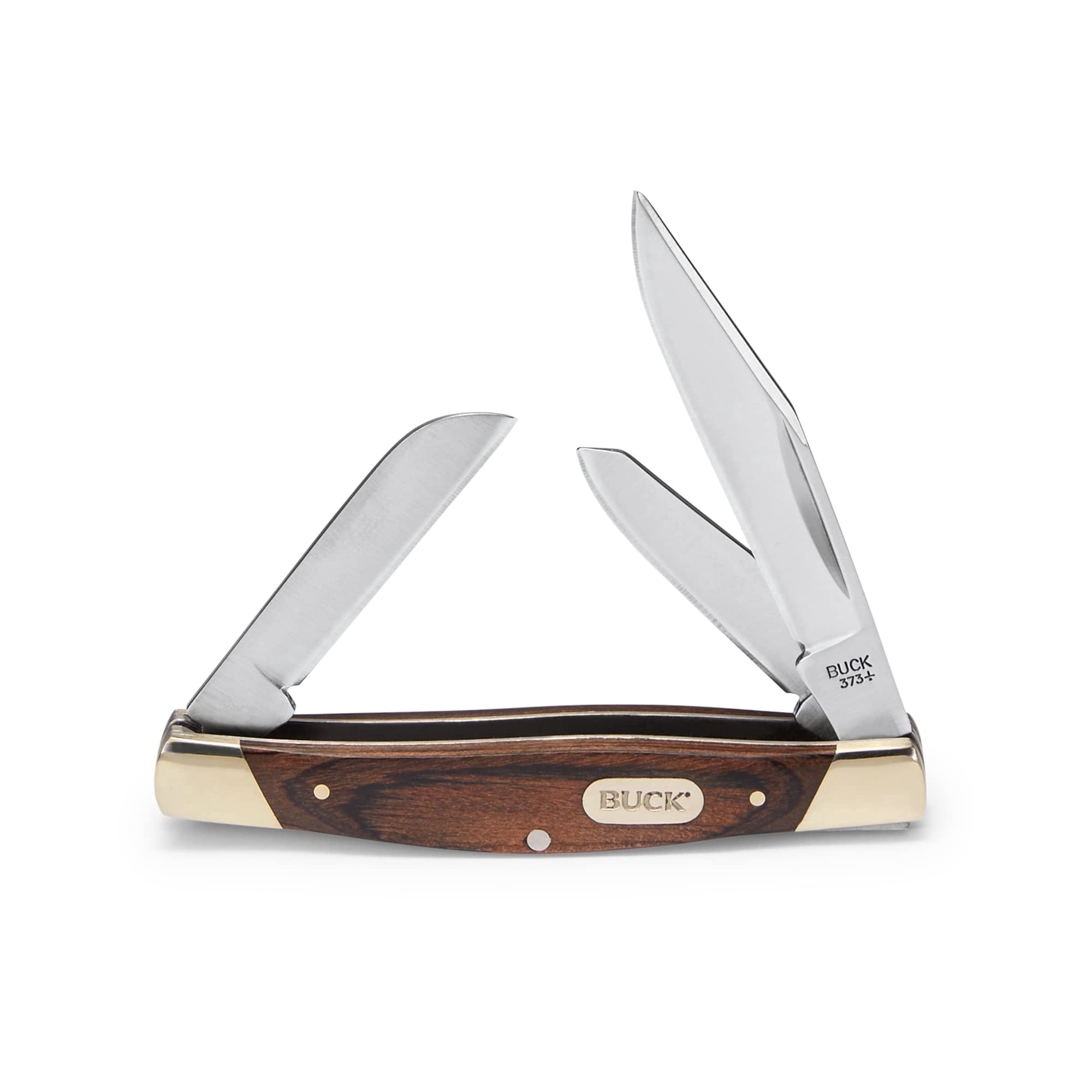 Buck Knives 373 Trio Folding Pocket Knife, 3-Blade, Woodgrain Handle, 1.9 oz