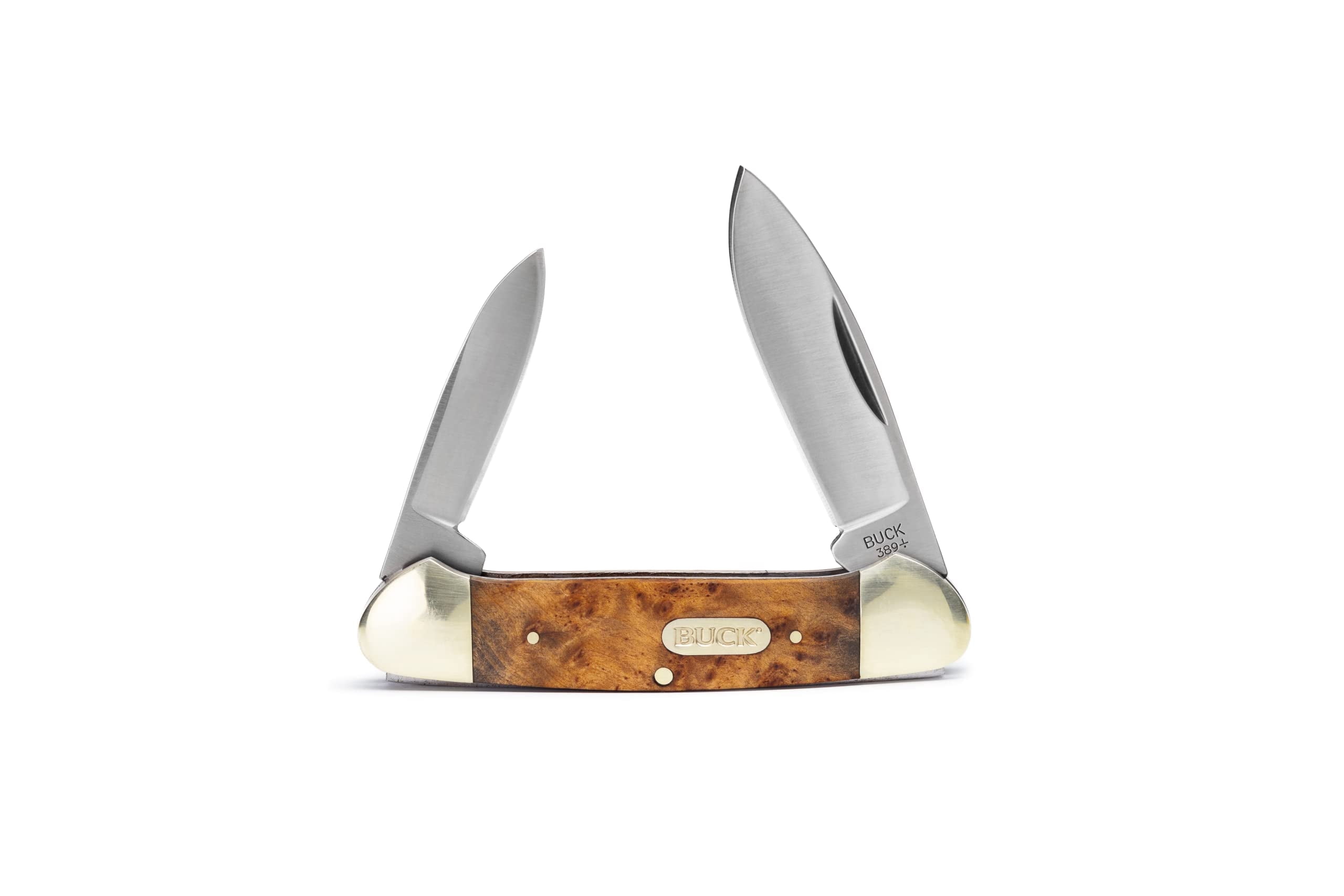 Buck Knives 389 Canoe Folding Pocket Knife, 2-Blade, Burlwood Handle, 2.7 oz