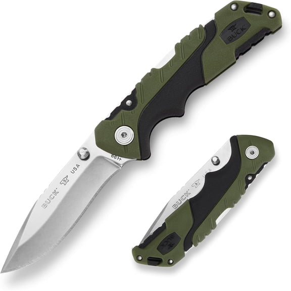 Buck Knives 661 Small Folding Pursuit Hunting Knife, 3" Blade, Nylon Handle, Green, 2.5 oz
