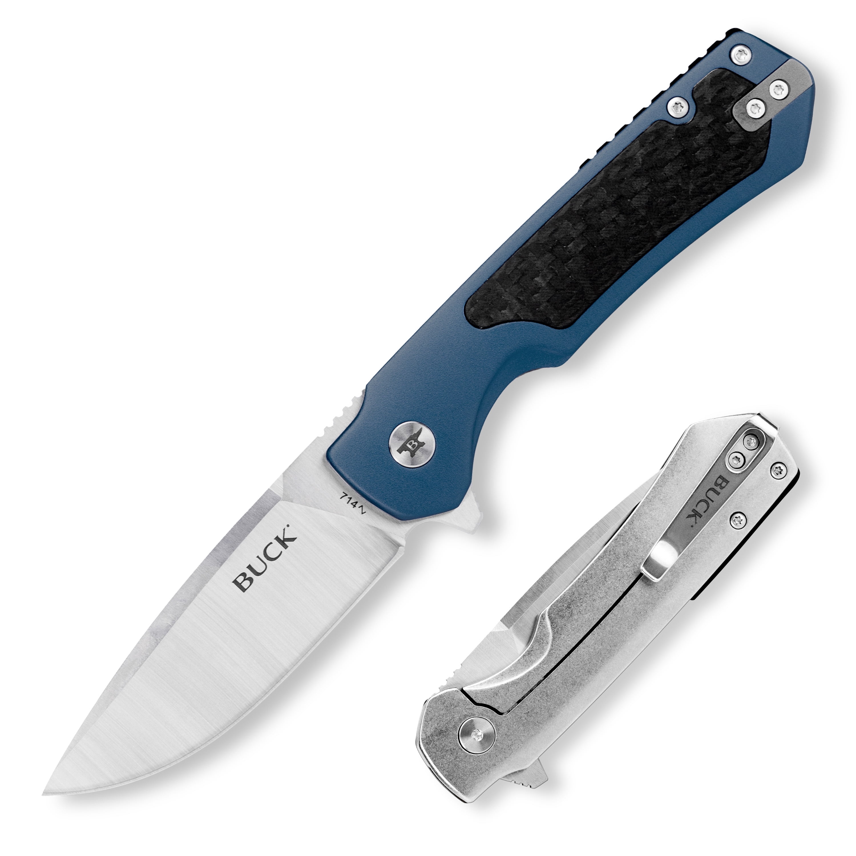 Buck Knives 714 Stinger Folding Pocket Knife, EDC Knife, 3” Drop Point Blade, Blue, 3.95 oz