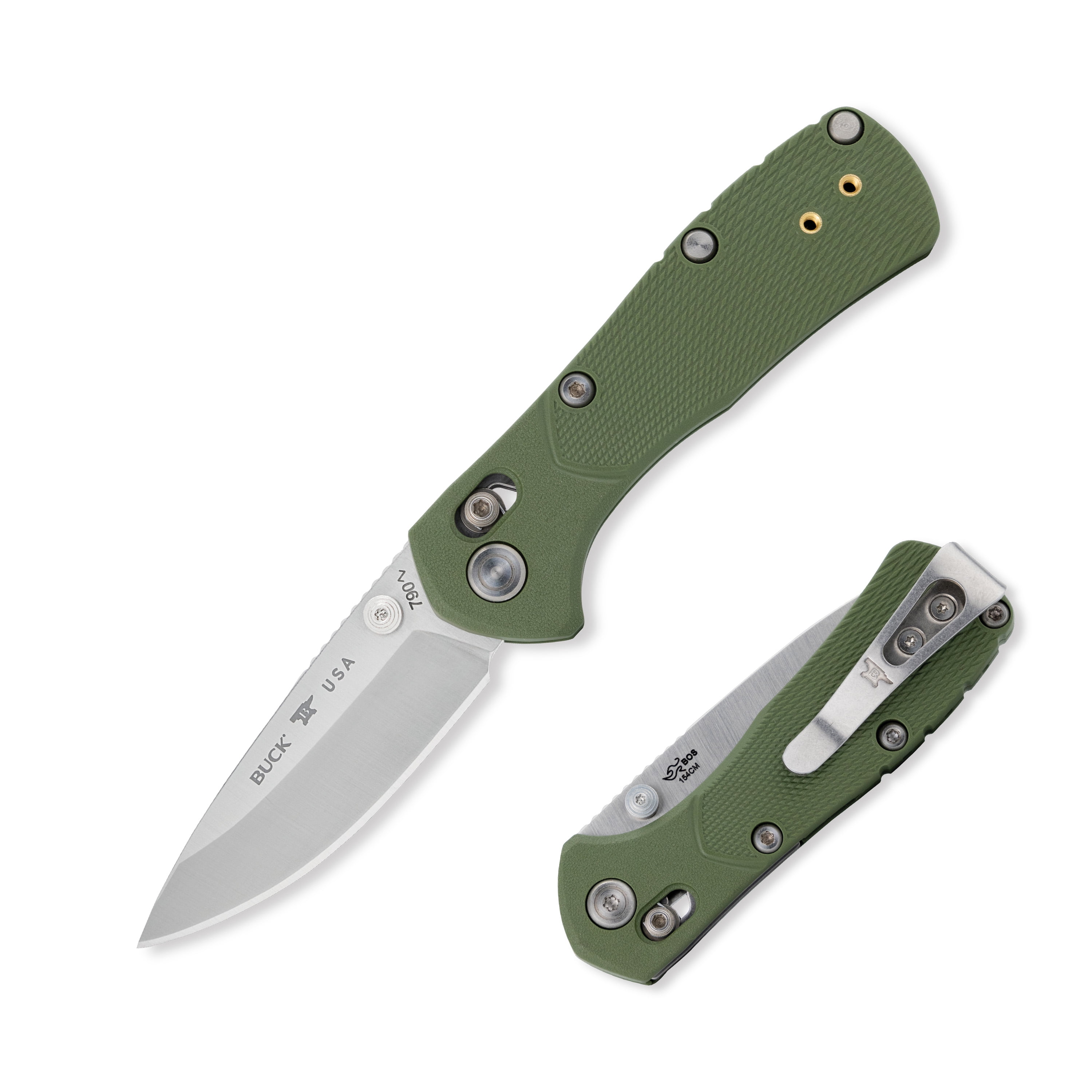 Buck Knives 790 Mini Range Pro Folding Pocket Knife, EDC Knife, 2-5/8” Drop Point Blade, Green, 1.9 oz