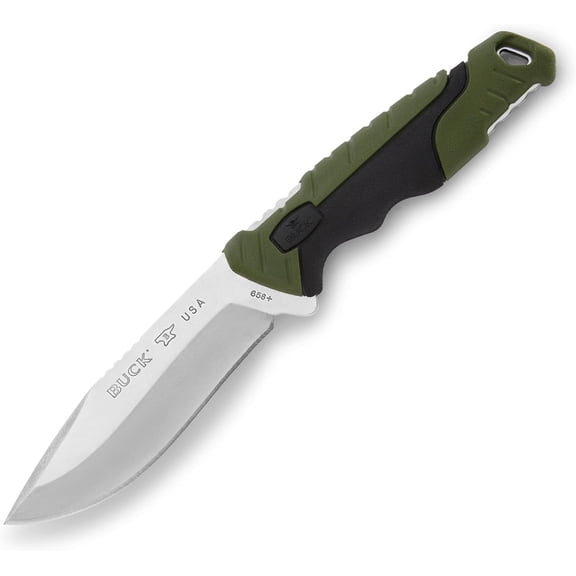 Buck Knives 658 Small Pursuit Hunting Knife, 3-3/4" Fixed Blade, Nylon Handle, Green, 3.3 oz