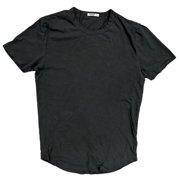 Buck Mason Men's Slub Classic Curved Hem Crewneck Made in USA Tee T-Shirt (X-Large, Coal Venice Wash (Charcoal))