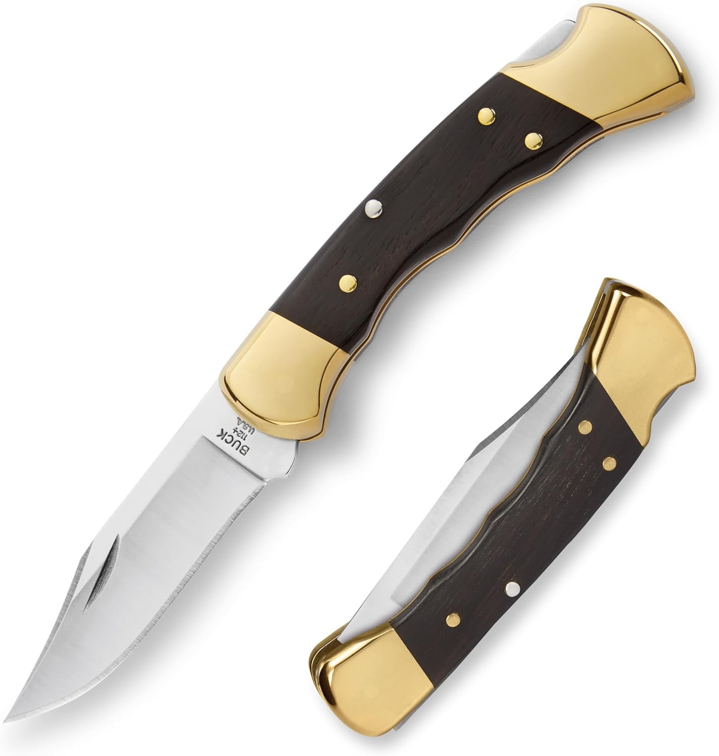 Buck Knives 112 Ranger Hunting Knife with Grooves, 3" Folding Knife Blade, Ebony Handle, 5.6 oz