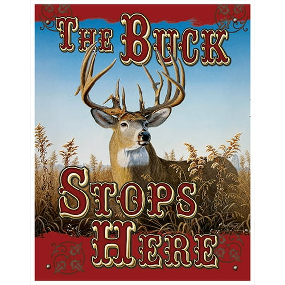 Buck Stops Here Novelty Sign | Indoor/Outdoor | Funny Home Décor for Garages, Living Rooms, Bedroom, Offices | SignMission personalized gift Wall Plaque Decoration