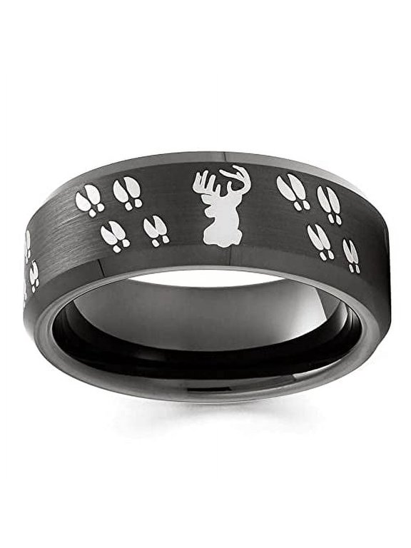 Buck Wedding Ring,Buck Ring,Black Tungsten Wedding Ring,Deer Hunter Ring,Deer Hunter Wedding Band,Black Ring,Anniversary