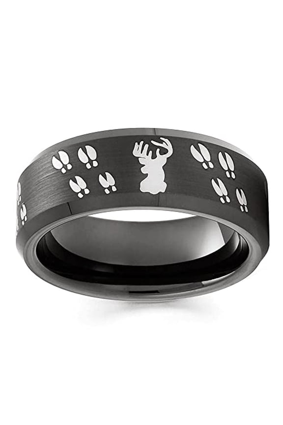 Buck Wedding Ring,Buck Ring,Black Tungsten Wedding Ring,Deer Hunter Ring,Deer Hunter Wedding Band,Black Ring,Anniversary