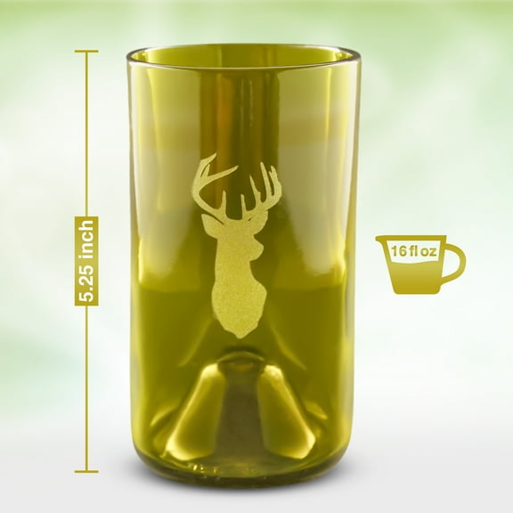 Buck Wine Bottle Drinking Glasses - Fire Polished Rim (Set of 2) Upcycled