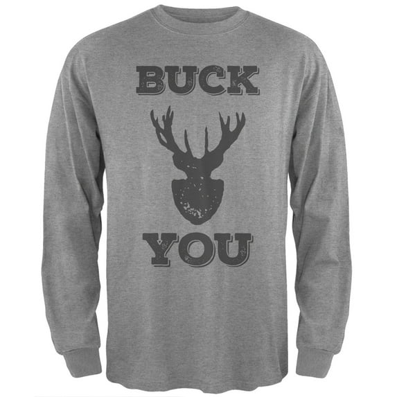 Buck You Heather Long Sleeve T-Shirt - Small