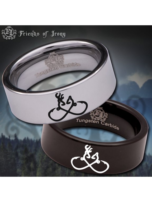 Buck and Doe Fish Hook Tungsten Carbide Ring