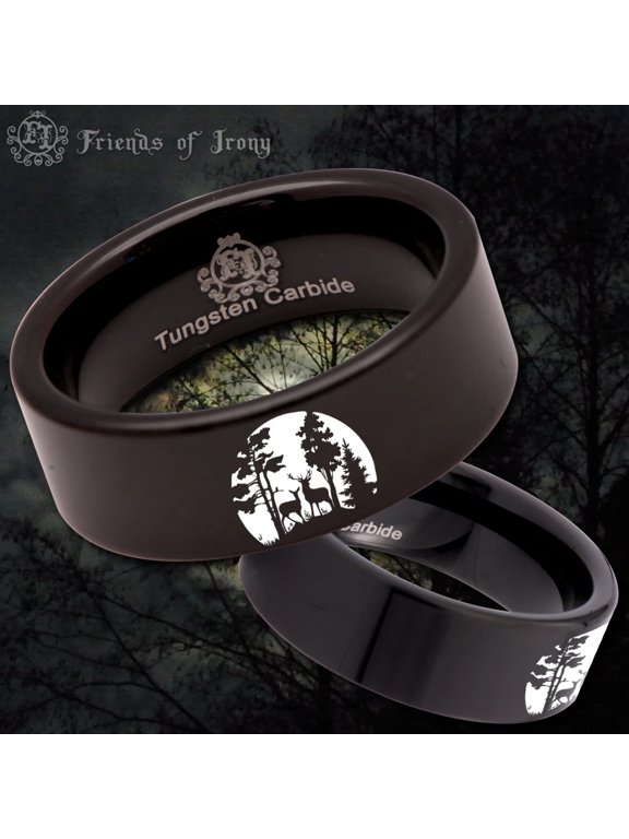 Buck and Doe Moonlight Tungsten Carbide Ring