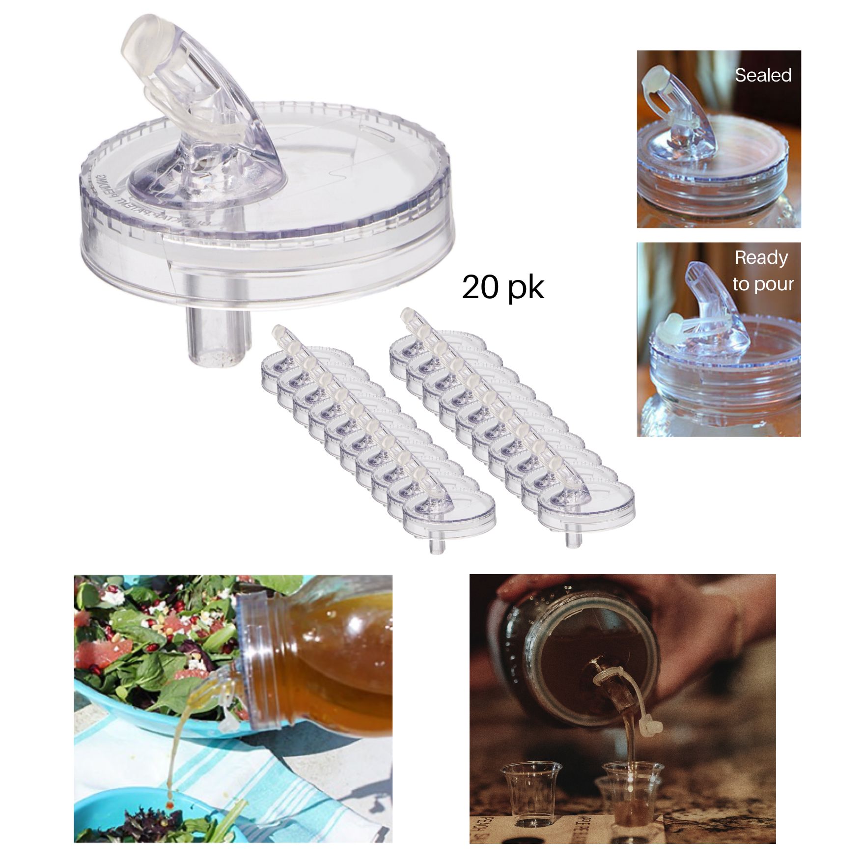 BuckTap Mason Jar Pour Spout and Lid Smooth Flow Dispenser Spirits