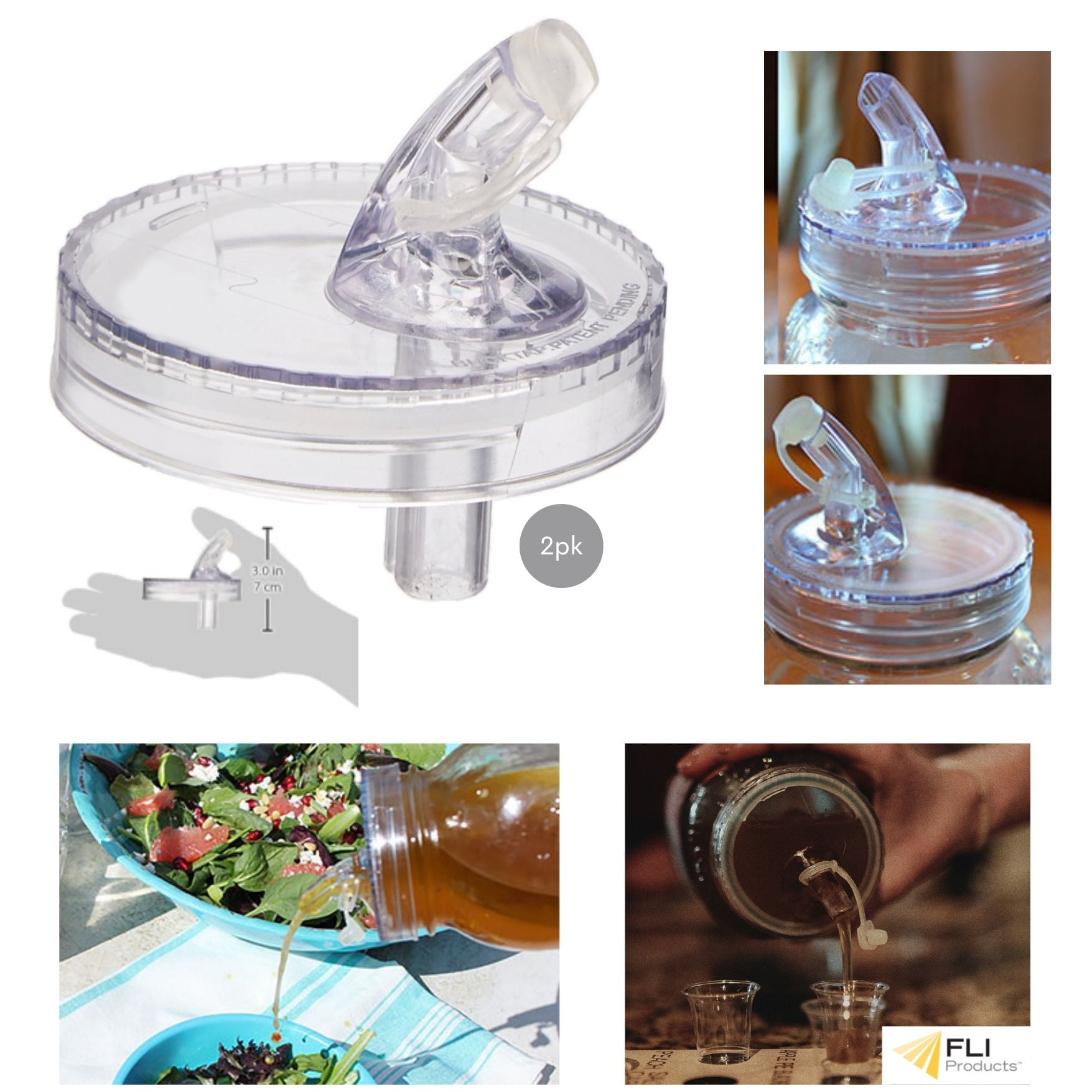 BuckTap Mason Jar Pour Spout and Lid Smooth Flow Dispenser Spirits