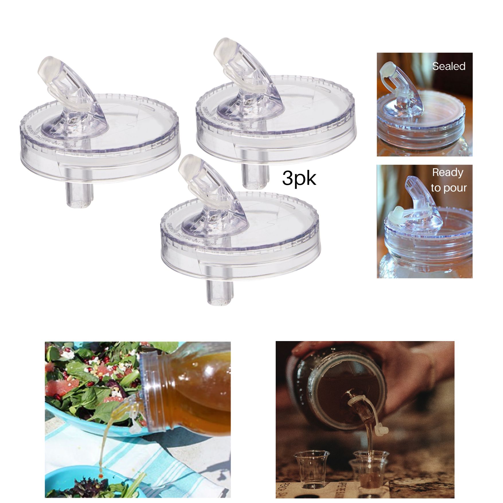 BuckTap Mason Jar Pour Spout and Lid Smooth Flow Dispenser Spirits