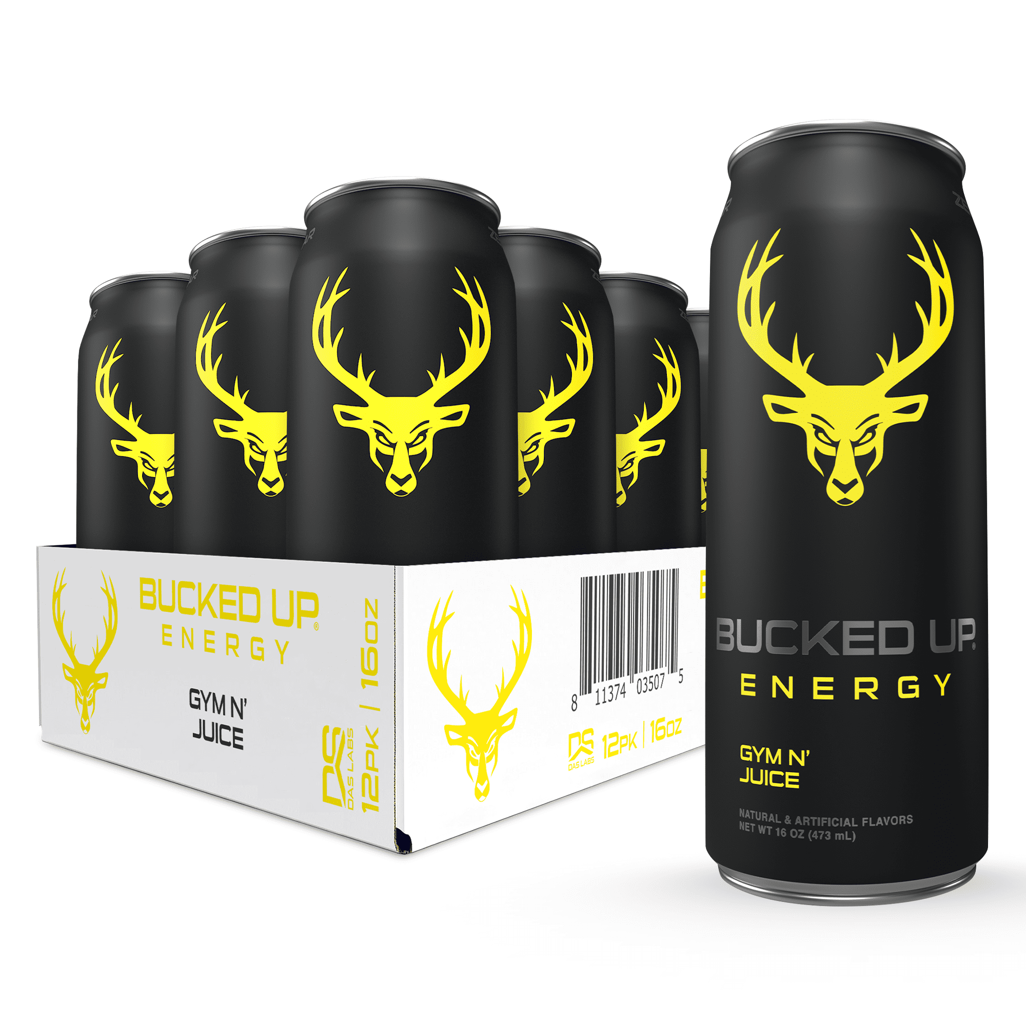 Bucked Up Energy Drink, Gym N' Juice, 12 Cans, 16 fl oz, 300 mg Caffeine