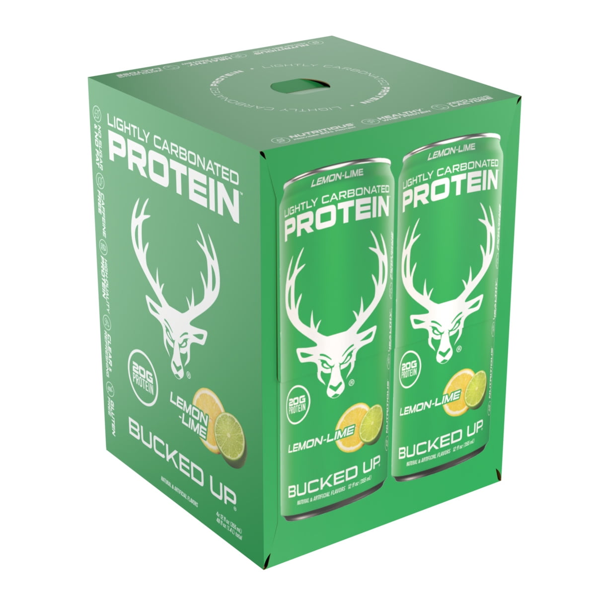 Bucked Up Lightly Carbonated Lemon Lime Protein 12 fl oz 4 Pack