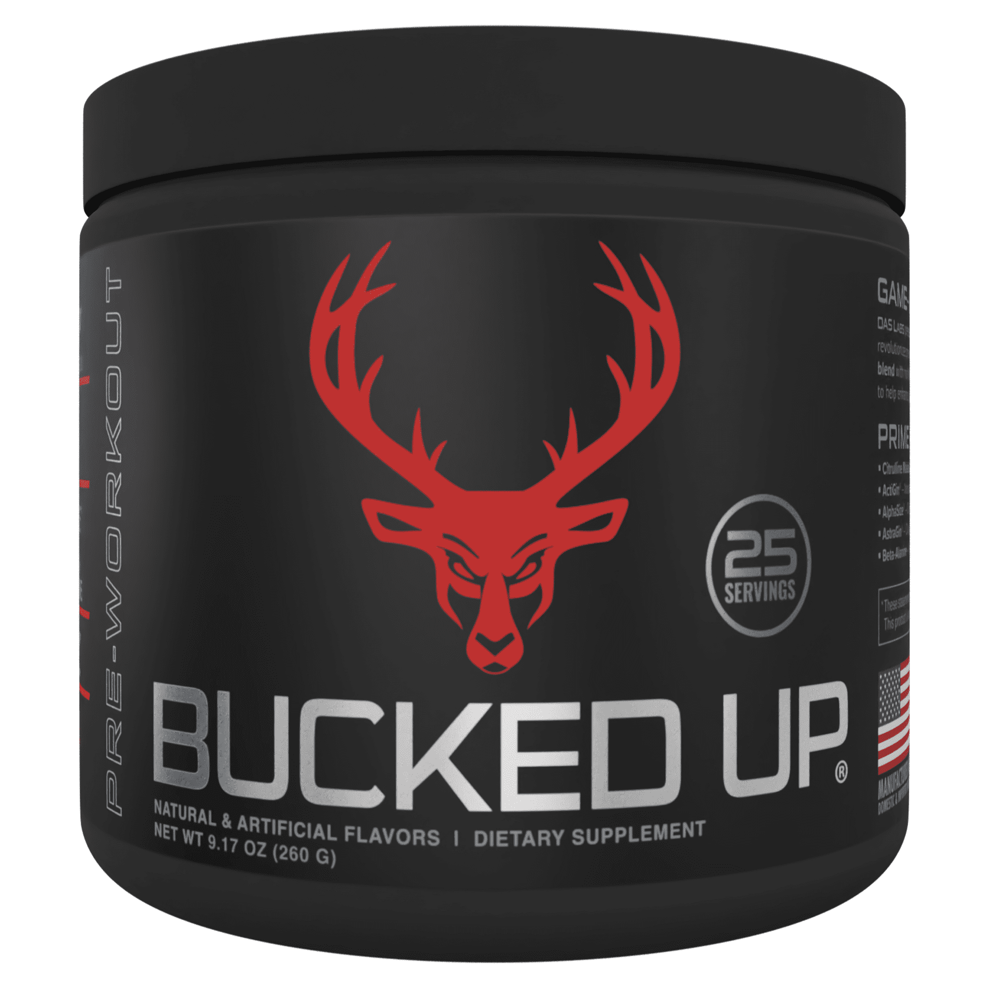 Bucked Up PreWorkout Powder, Blood Raz, Increase Energy, 200 mg Caffeine, 25 Servings