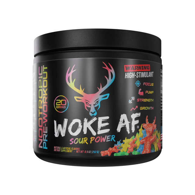 Bucked Up Woke AF PreWorkout Powder, Increased Energy, Sour Power, 333
