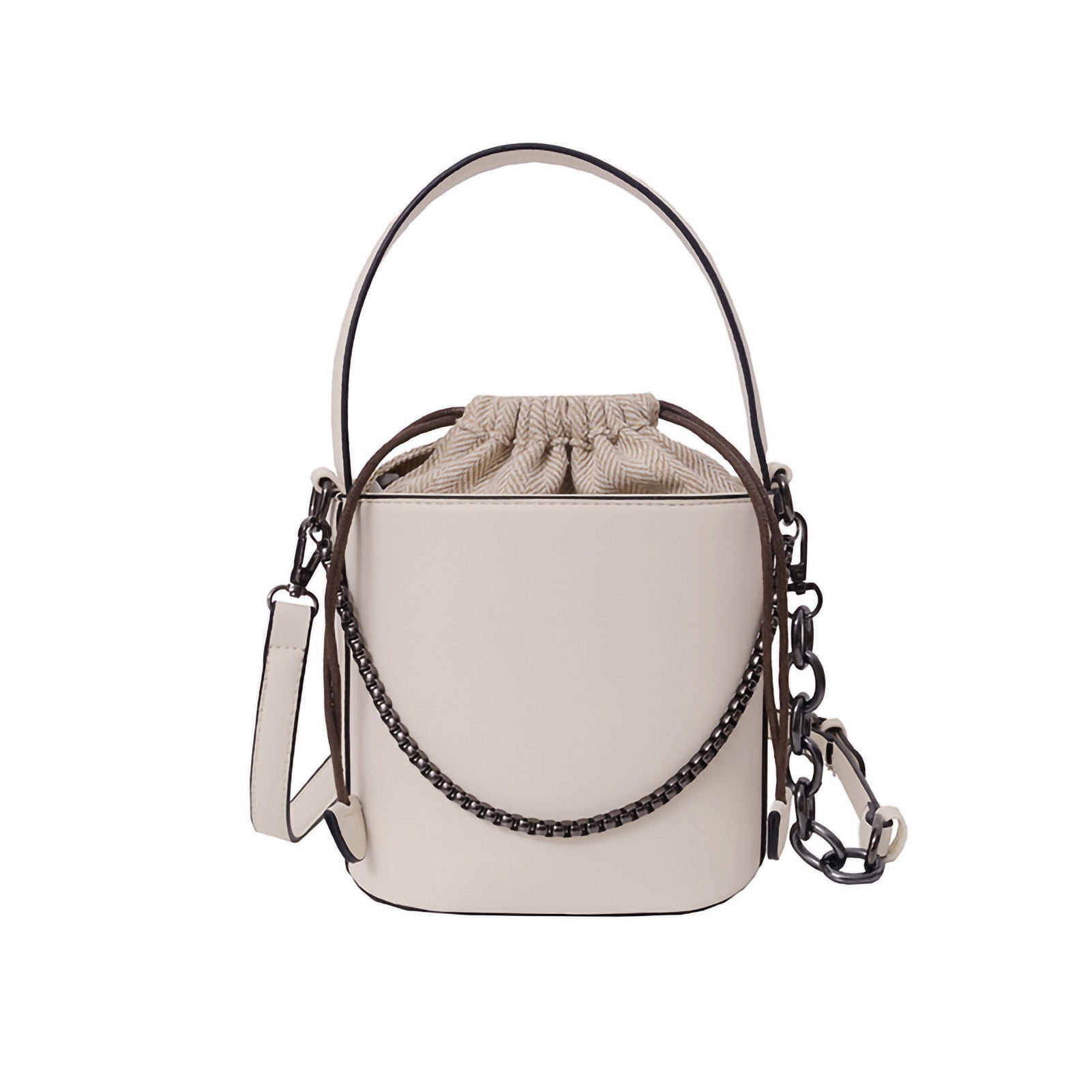 Bucket Bag Exquisite Compact PU Artificial Leather Drawstring Pocket ...