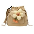 thumbnail image 1 of Bucket Bag Handbag Hand Bag Long Strap Canvas Single Shoulder Purse Drawstring for Party Travel Khaki Free Size, 1 of 8