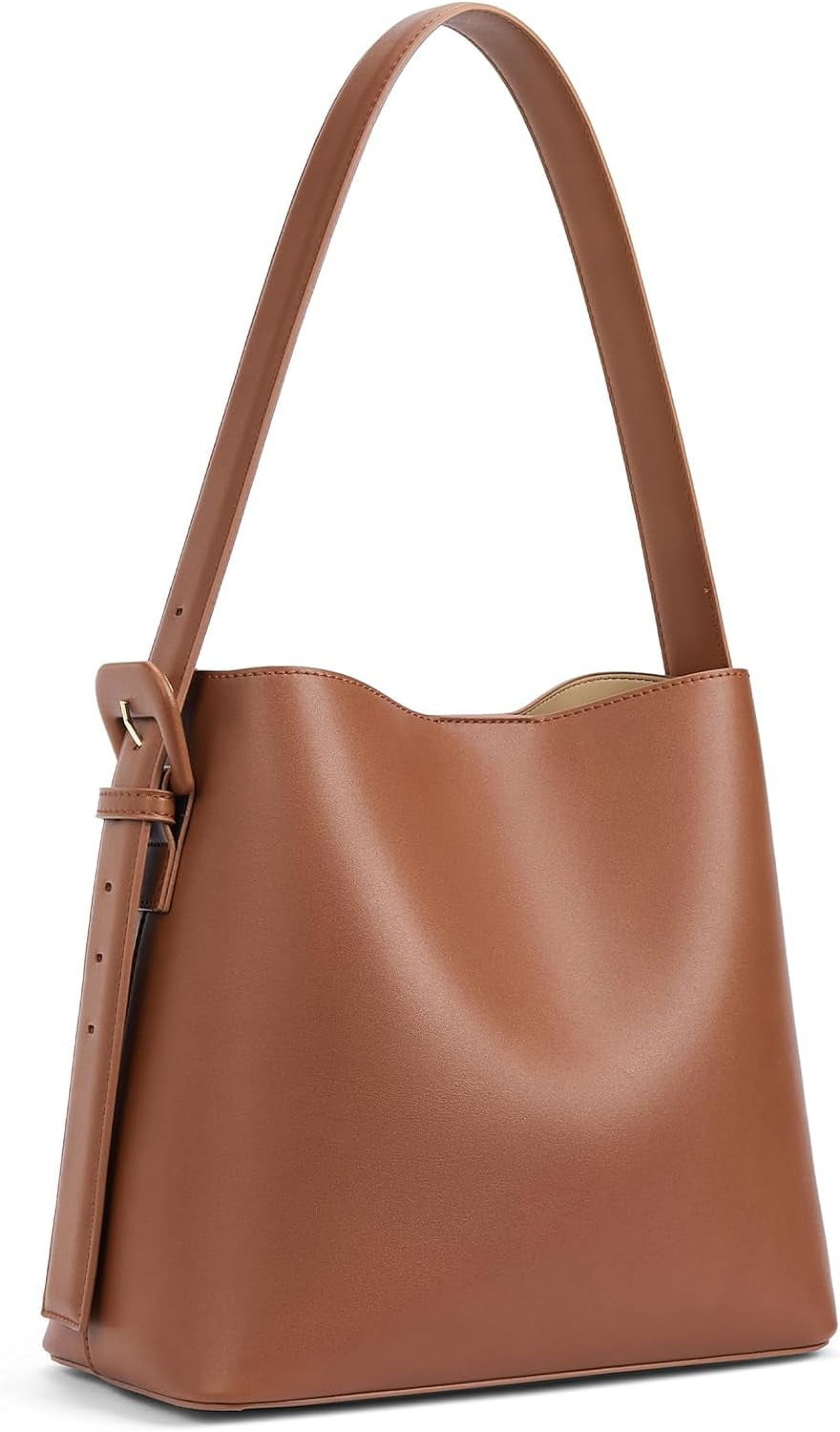 Bucket Bag Leather Shoulder Purses for Women Trendy Adjustable Strap