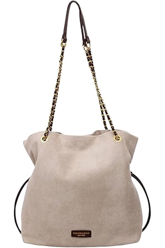 Bucket Bag for Women, Faux Suede Top-Handle Purse with Drawstring for Work(XX)