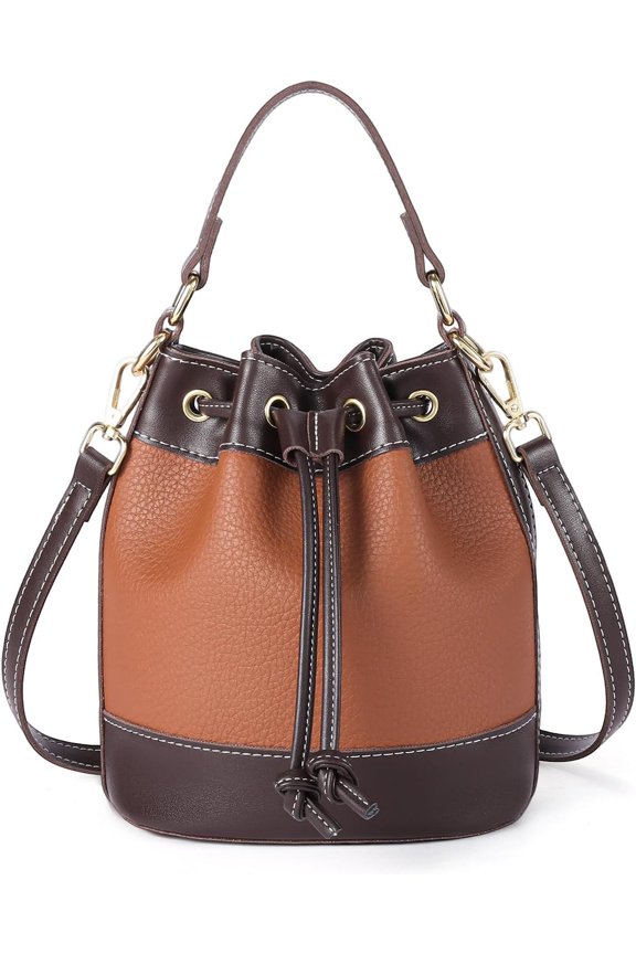 Bucket Bag for Women Vegan Leather Drawstring Crossbody Purse Top Handel Hobo Handbags