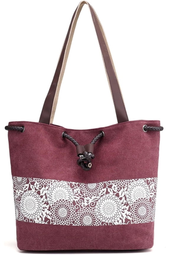 Bucket Bag for Womens Canvas Drawstring Handbags Purse Print Totes Hobos One Shoulder Bags