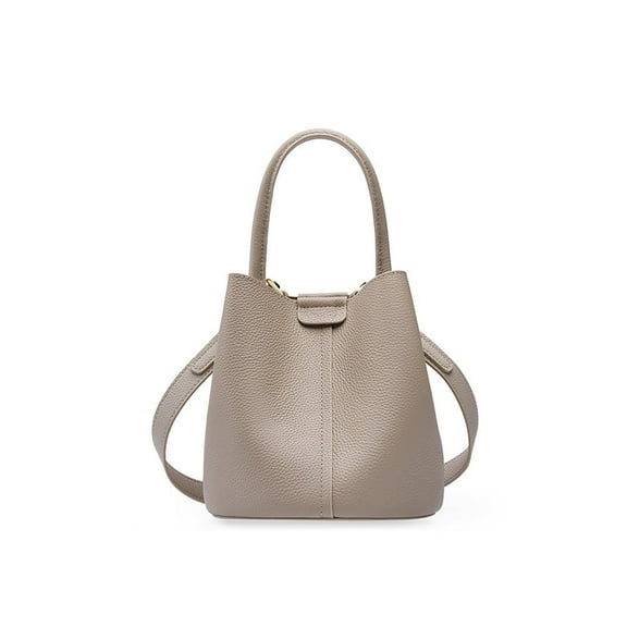 Bucket Bags for Women, Genuine Leather Crossbody Bags, Top-handle purses with an Adjustable Strap(Gray)