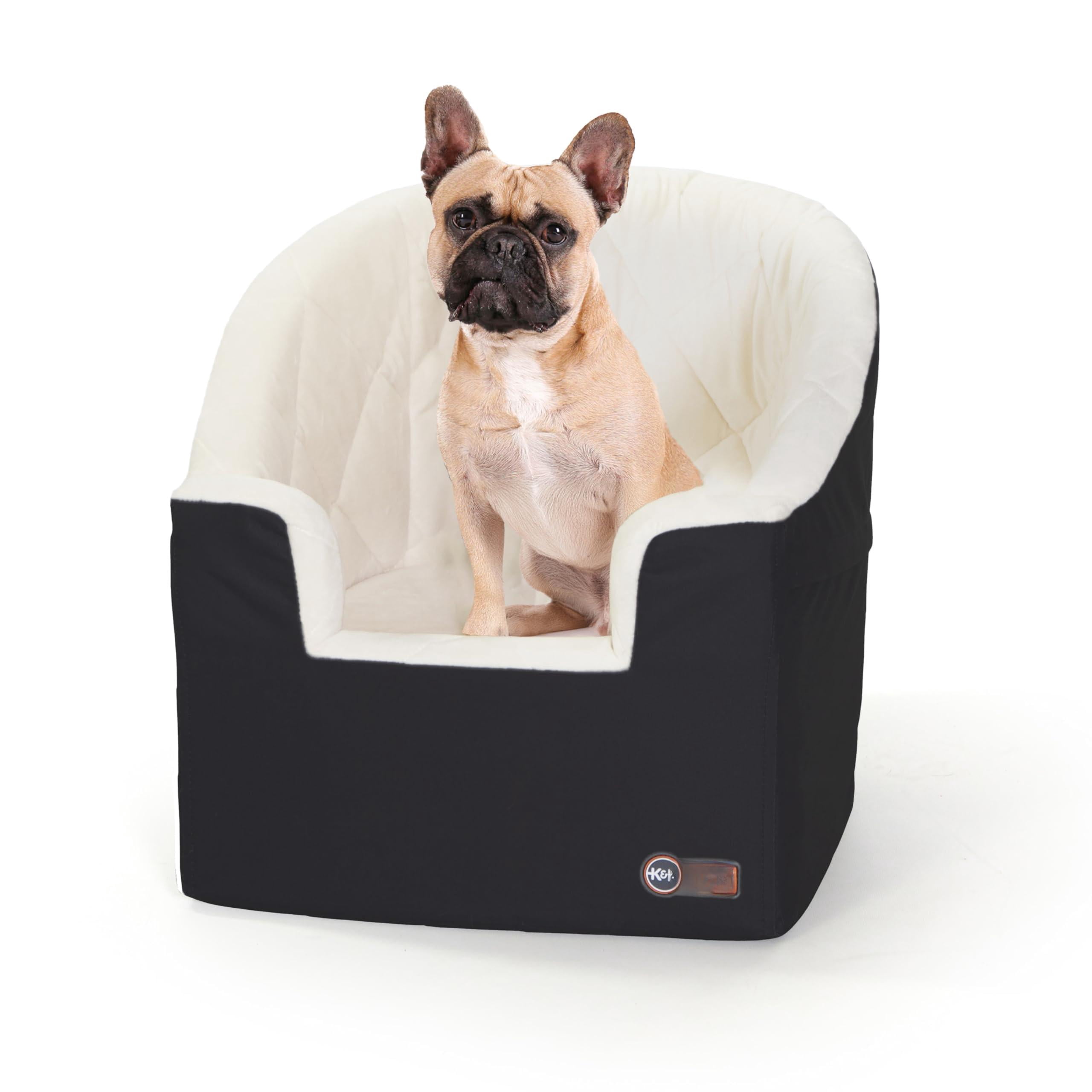 Bucket Booster Dog Car Seat For Small Dogs  Belt Secured 2 Safety Leashes Washable Covers Sturdy Seats Traveling With Pets - Black/cream
