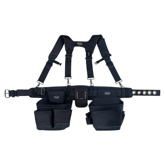 Bucket Boss - Ballistic Tool Belt with Suspenders, Tool Belts - Professional Series (57100), Black CA3