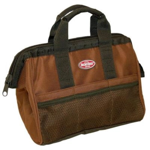 Bucket Boss GatemouthÂ® 12 Tool Bag, Side-Pull Handle, Double Wall 600 Poly Ripstop Fabric, 12 in W x 7 in D x 9 in H