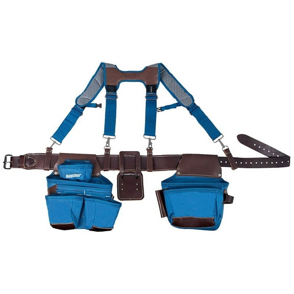 Bucket Boss Hybrid Pro Leather Blue Suspension Tool Belt Rig