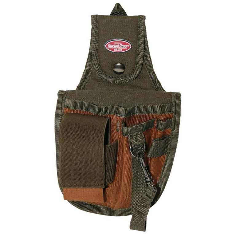 Bucket Boss Tethered Tool Pouch, 6 in W x 1-1/2 in D x 10 in H, 600 Poly  Ripstop Fabric, 5 Pockets 