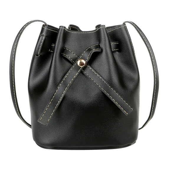 Bucket Crossbody Bags for Women Fashion Casual Leather Bow Drawstring Tote Hobo Handbags Shoudler Purse