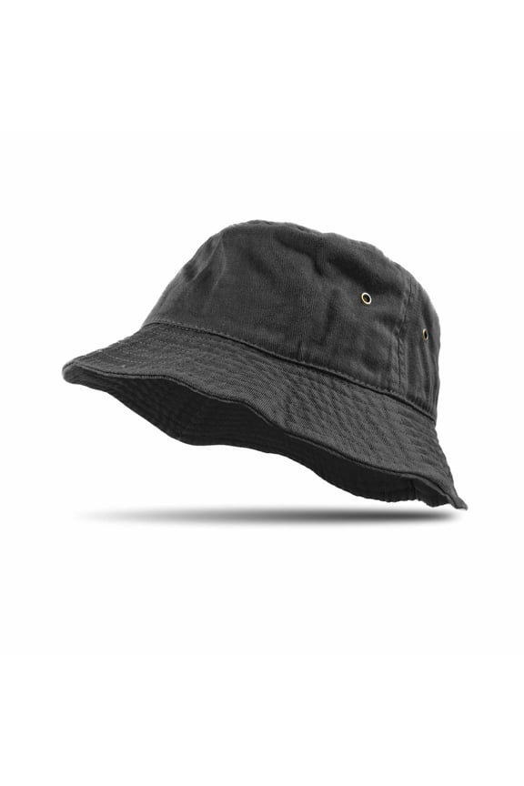 Bucket Hat 100% Cotton Packable Summer Travel Cap Sun hat for Men and Women Black L/XL