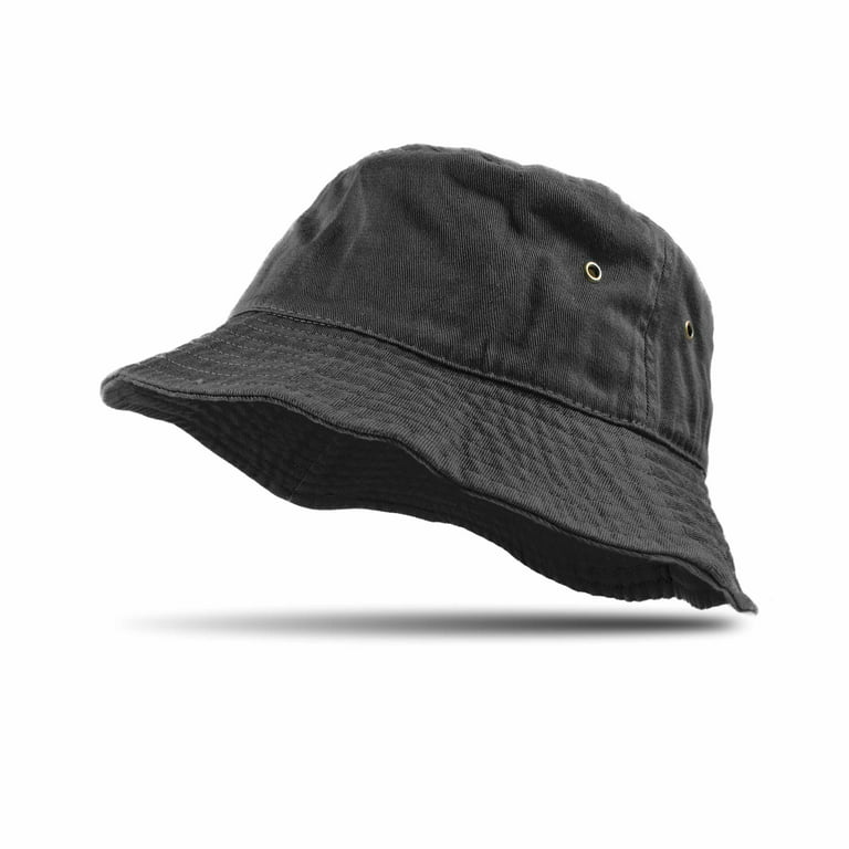 XG-Tech Bucket Hat 100% Cotton Packable Summer Travel Cap Sun Hat for Men and Women Black S/M, adult Unisex, Size: One Size