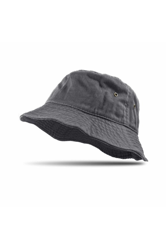 Bucket Hat 100% Cotton Packable Summer Travel Cap Sun hat for Men and Women Charcoal L/XL