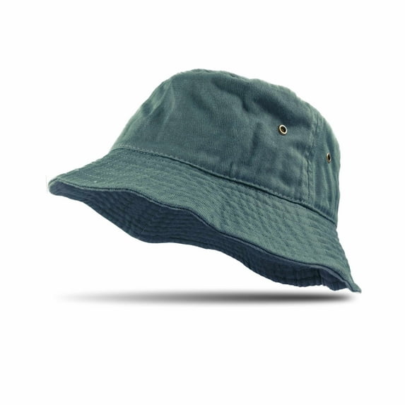 Bucket Hat 100% Cotton Packable Summer Travel Cap Sun hat for Men and Women Dark Green L/XL