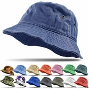 Bucket Hat 100% Cotton Packable Summer Travel Cap Sun hat for Men and Women Navy L/XL